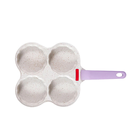 Crofta Egg Frying Pan Nonstick with Handle Easy to Clean 4 Section Violet Handle