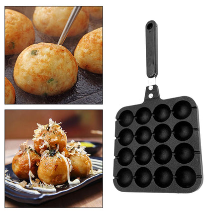 Crofta Takoyaki Octopus Ball Maker Takoyaki Maker Baking Pan for Kitchen Restaurant 16 Hole