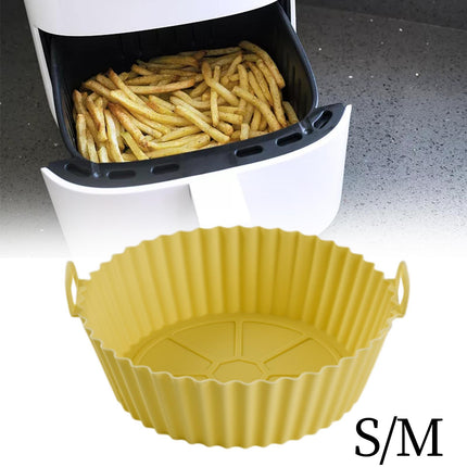 Crofta Air Fryer Silicone Pot Basket Baking Tray with Two Handles Kitchen Accessory Size L 95g