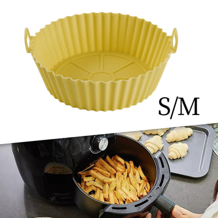 Crofta Air Fryer Silicone Pot Basket Baking Tray with Two Handles Kitchen Accessory Size L 95g