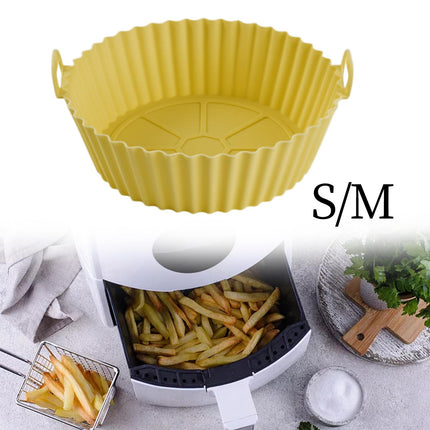 Crofta Air Fryer Silicone Pot Basket Baking Tray with Two Handles Kitchen Accessory Size L 95g