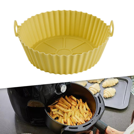 Crofta Air Fryer Silicone Pot Basket Baking Tray with Two Handles Kitchen Accessory Size L 95g