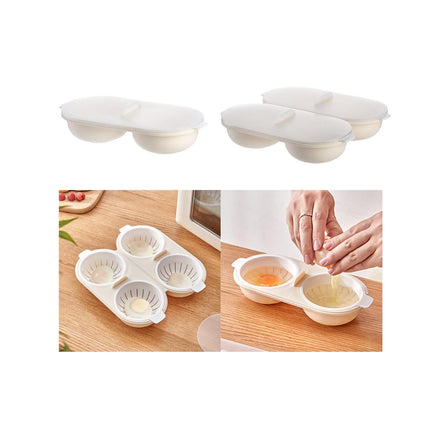 Crofta Microwave Egg Boiler Poacher Egg Steamer for Cooking Dinner Poached Eggs 2 Grids