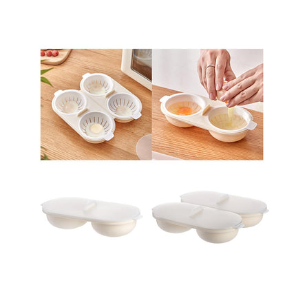 Crofta Microwave Egg Boiler Poacher Egg Steamer for Cooking Dinner Poached Eggs 2 Grids