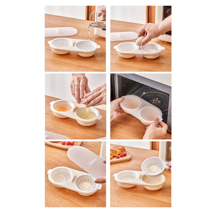 Crofta Microwave Egg Boiler Poacher Egg Steamer for Cooking Dinner Poached Eggs 2 Grids