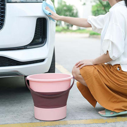 Crofta Collapsible Bucket Camping Beach Sand Water Pot Pail for Indoor Use Car Wash Pink