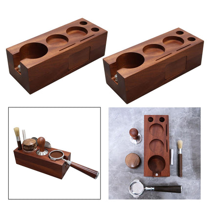 Crofta Wooden Coffee Tamper Stand Durable Tools 3 Holes Coffee Filter Tamper Holder 51mm to 54mm