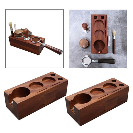 Crofta Wooden Coffee Tamper Stand Durable Tools 3 Holes Coffee Filter Tamper Holder 51mm to 54mm