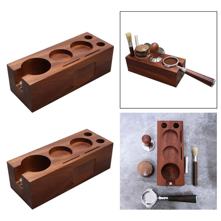 Crofta Wooden Coffee Tamper Stand Durable Tools 3 Holes Coffee Filter Tamper Holder 51mm to 54mm