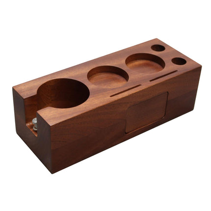 Crofta Wooden Coffee Tamper Stand Durable Tools 3 Holes Coffee Filter Tamper Holder 51mm to 54mm