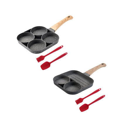 Crofta Egg Frying Pan Griddle Pan Fried Egg Pan for Burger Sandwich Sausage Patties 4 Hole