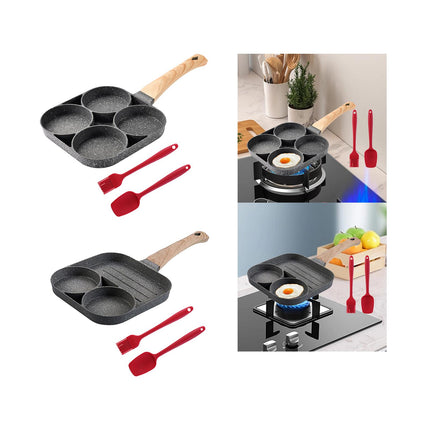 Crofta Egg Frying Pan Griddle Pan Fried Egg Pan for Burger Sandwich Sausage Patties 4 Hole