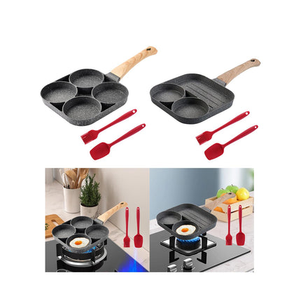 Crofta Egg Frying Pan Griddle Pan Fried Egg Pan for Burger Sandwich Sausage Patties 4 Hole