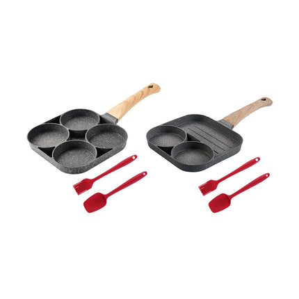 Crofta Egg Frying Pan Griddle Pan Fried Egg Pan for Burger Sandwich Sausage Patties 4 Hole