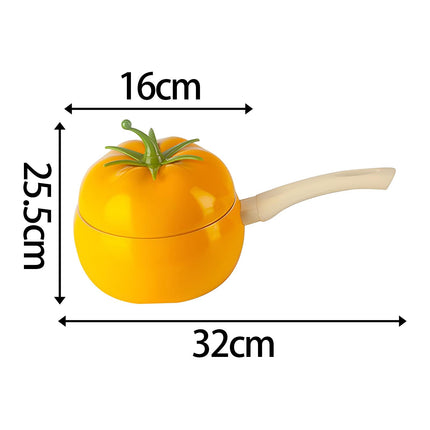 Soup Porridge Pot Cute Fruits Shape Kitchen Cookware with Lid 16cm Noodle Pot yellow