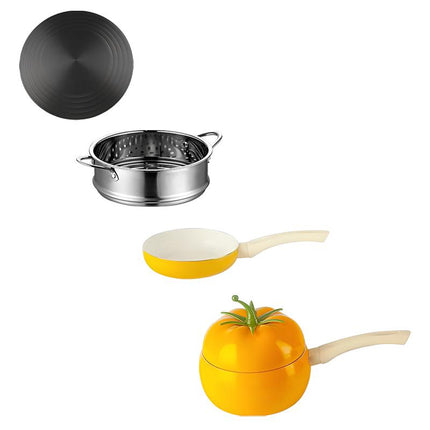 Soup Porridge Pot Cute Fruits Shape Kitchen Cookware with Lid 16cm Noodle Pot yellow set