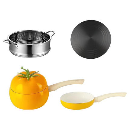 Soup Porridge Pot Cute Fruits Shape Kitchen Cookware with Lid 16cm Noodle Pot yellow set