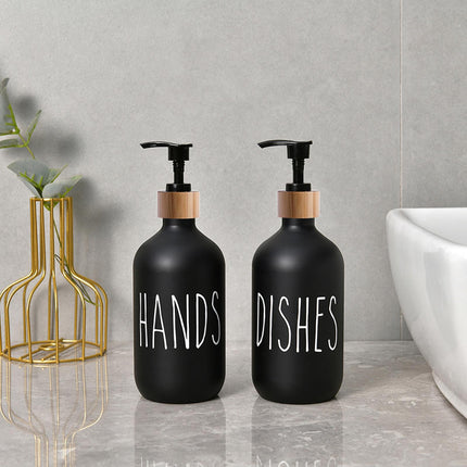 Refillable Shampoo Lotion Bottle Liquid Soap Dispenser for Home Black Dishes