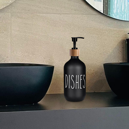 Refillable Shampoo Lotion Bottle Liquid Soap Dispenser for Home Black Dishes