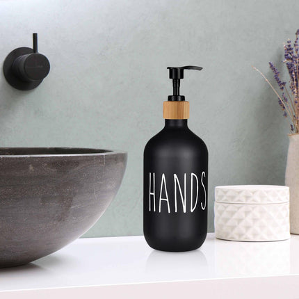 Refillable Shampoo Lotion Bottle Liquid Soap Dispenser for Home Black Hands