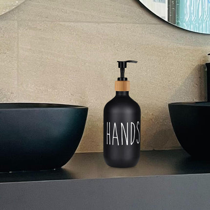 Refillable Shampoo Lotion Bottle Liquid Soap Dispenser for Home Black Hands