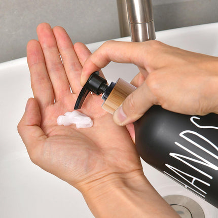 Refillable Shampoo Lotion Bottle Liquid Soap Dispenser for Home Black Hands