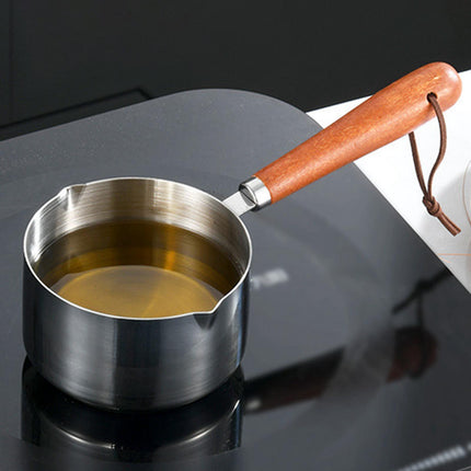 Butter Warmer with Wooden Handle Anti Scald Mini Saucepan Easy to Clean Home 120ml