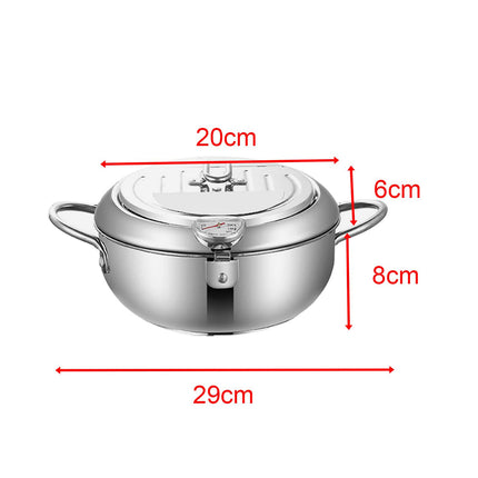 Japanese Deep Frying Pot Tempura Fryer for Household Dried Fish French Fries 20cm