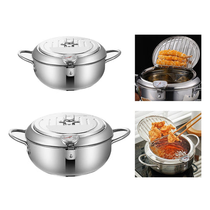 Japanese Deep Frying Pot Tempura Fryer for Household Dried Fish French Fries 20cm