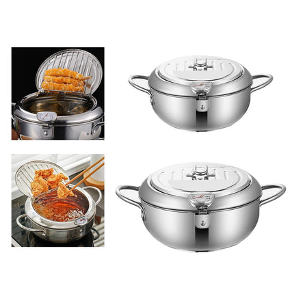 Japanese Deep Frying Pot Tempura Fryer for Household Dried Fish French Fries 20cm