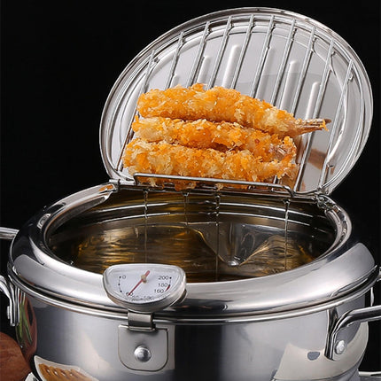 Japanese Deep Frying Pot Tempura Fryer for Household Dried Fish French Fries 20cm