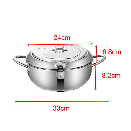 Japanese Deep Frying Pot Tempura Fryer for Household Dried Fish French Fries 24cm