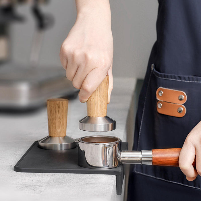 Stainless Steel Coffee Tamper Wooden Handle for Espresso Machine Bar Camping 53mm