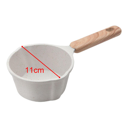 Milk Pan Flat Wooden Handle 280ml Non Stick for Camping Stoves Top Gas Stoves