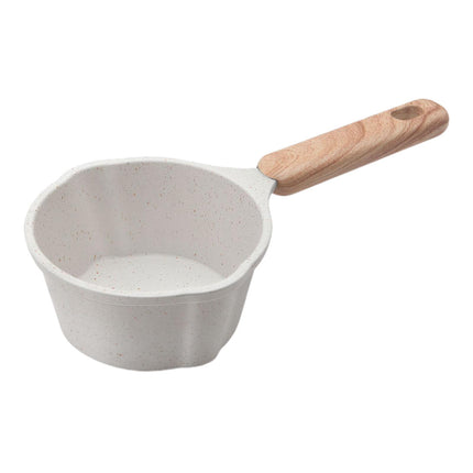 Milk Pan Flat Wooden Handle 280ml Non Stick for Camping Stoves Top Gas Stoves