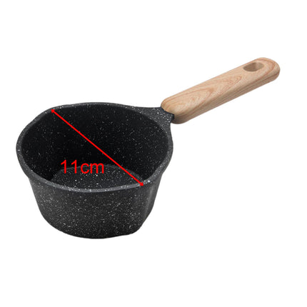 Milk Pan Flat Wooden Handle 280ml Non Stick for Camping Stoves Top Gas Stoves