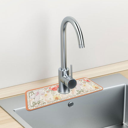 Faucet Draining Mat Quick Dry Reusable 38x13.8cm Sink Mat for Kitchen Faucet Style A