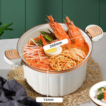 Soup Pot 8L Handmade Cookware Pasta Instant Noodle Pot for Food Noodles Soup white