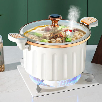 Soup Pot 8L Handmade Cookware Pasta Instant Noodle Pot for Food Noodles Soup white