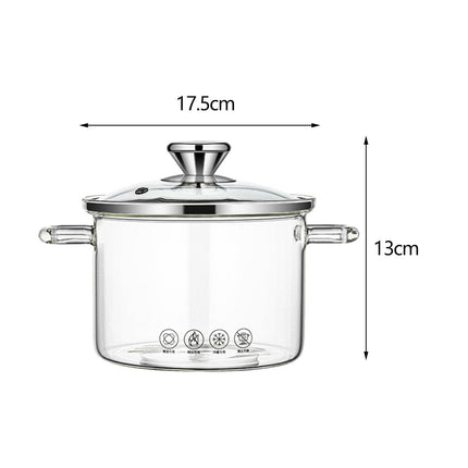 High Borosilicate Heat Resistant Glass Pasta Instant Noodle Pot Pan for Soup 1.3L