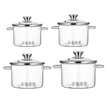 High Borosilicate Heat Resistant Glass Pasta Instant Noodle Pot Pan for Soup 1.3L