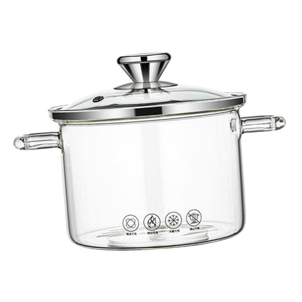 High Borosilicate Heat Resistant Glass Pasta Instant Noodle Pot Pan for Soup 1.3L