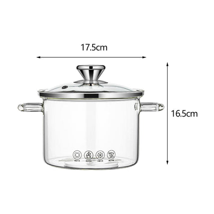 High Borosilicate Heat Resistant Glass Pasta Instant Noodle Pot Pan for Soup 1.8L