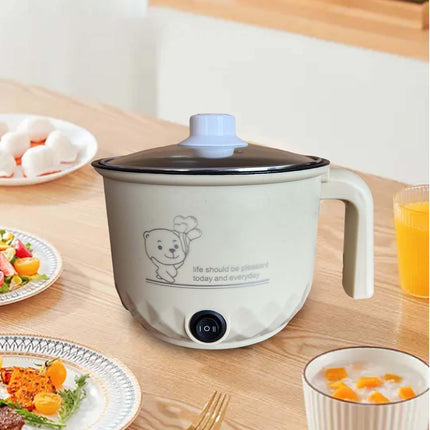 Electric Hot Pot Household Portable Travel Cooker for Noodles Ramen Porridge Khaki