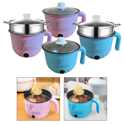 Electric Hot Pot Nonstick 1.8L Kitchen Cooking Appliances for Eggs Fry Ramen Pink