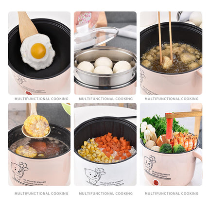 Electric Hot Pot Nonstick 1.8L Kitchen Cooking Appliances for Eggs Fry Ramen Pink