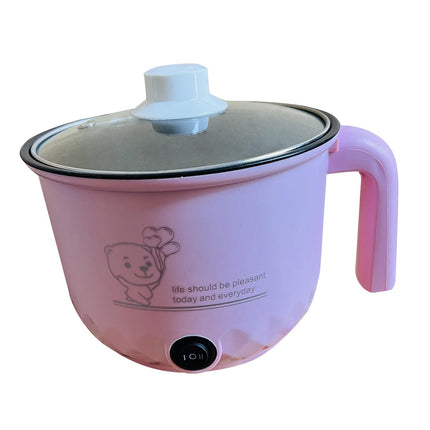 Electric Hot Pot Nonstick 1.8L Kitchen Cooking Appliances for Eggs Fry Ramen Pink