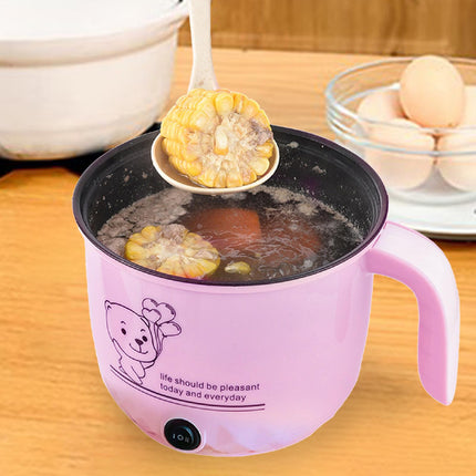 Electric Hot Pot Nonstick 1.8L Kitchen Cooking Appliances for Eggs Fry Ramen Pink