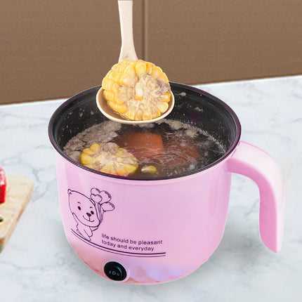 Electric Hot Pot Nonstick 1.8L Kitchen Cooking Appliances for Eggs Fry Ramen Pink