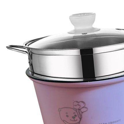 Electric Hot Pot Nonstick 1.8L Kitchen Cooking Appliances for Eggs Fry Ramen with steamer Pink